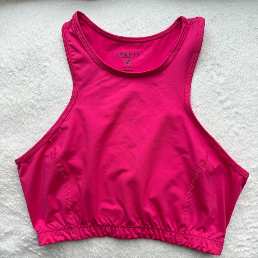 Twenty Montreal hot pink high neck sports bra